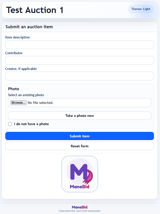 Public submission form